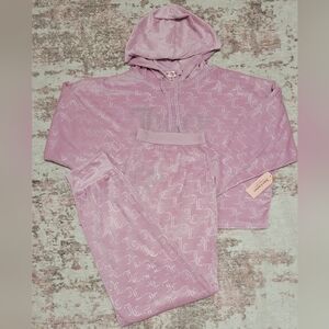 💗Juicy Couture Mauve Logo Hoodie Jogger Sleepware Lounge Set - XL